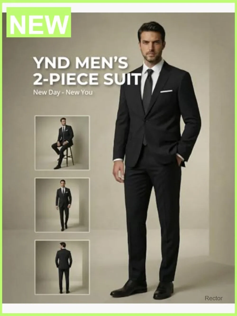 Men's Slim Fit 2-Piece Suit Set with Tie, One Button Jacket & Pants, Formal